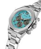 Guess Empire Chronograph Quartz Sky Blue Dial Silver Steel Strap Watch For Men - GW0489G3 Authentic Buy Shop Now