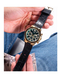 Guess Edge Chronograph Green Dial Black Leather Strap Watch For Men - GW0492G3 Authentic Buy Shop Now