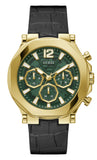 Guess Edge Chronograph Green Dial Black Leather Strap Watch For Men - GW0492G3 Authentic Buy Shop Now