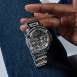 Guess King Quartz Silver Dial Silver Steel Strap Watch For Men - GW0497G1 Authentic Buy Shop Now