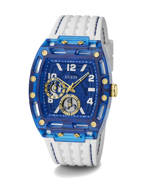 Guess Phoenix Multifunction Blue Dial White Rubber Strap Watch for Men - GW0499G6 Authentic Buy Shop Now
