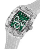 Guess Phoenix Quartz Green Dial Transparent Silicone Strap Watch For Men - GW0499G8 Authentic Buy Shop Now