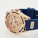 Guess Queen Quartz Crystals Rose Gold Dial Blue Silicone Strap Watch For Women - GW0536L5 Authentic Buy Shop Now