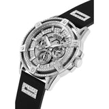 Guess King Quartz Crystals Silver Dial Black Silicone Strap Watch For Men - GW0537G1 Authentic Buy Shop Now