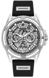 Guess King Quartz Crystals Silver Dial Black Silicone Strap Watch For Men - GW0537G1 Authentic Buy Shop Now