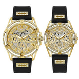 Guess King Quartz Crystals Gold Dial Black Silicone Strap Watch For Men - GW0537G2 Authentic Buy Shop Now