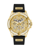 Guess King Quartz Crystals Gold Dial Black Silicone Strap Watch For Men - GW0537G2 Authentic Buy Shop Now