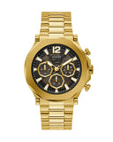 Guess Edge Chronograph Black Dial Gold Steel Strap Watch For Men - GW0539G2 Authentic Buy Shop Now