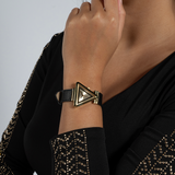 Guess Fame Quartz Gold Dial Black Leather Strap Watch For Women - GW0548L3 Authentic Buy Shop Now