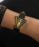 Guess Fame Quartz Gold Dial Black Leather Strap Watch For Women - GW0548L3 Authentic Buy Shop Now