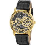 Guess Gadget Gold Dial Black Leather Strap Watch for Men - GW0570G1 Authentic Buy Shop Now