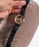 Guess Gadget Gold Dial Black Leather Strap Watch for Men - GW0570G1 Authentic Buy Shop Now