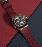 Guess Headline Multifunction Grey Dial Burgundy Silicone Strap Watch For Men - GW0571G4 Authentic Buy Shop Now