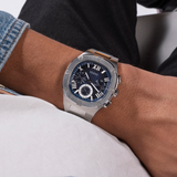 Guess Headliner Multifunction Blue Dial Silver Steel Strap Watch For Men - GW0572G1 Authentic Buy Shop Now