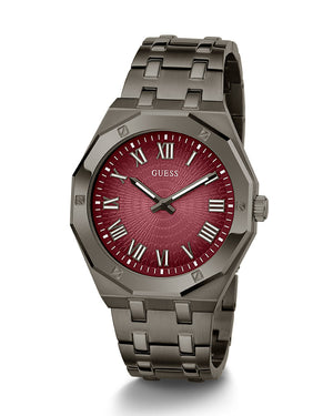Guess Asset Quartz Red Dial Black Steel Strap Watch For Men - GW0575G5 Authentic Buy Shop Now