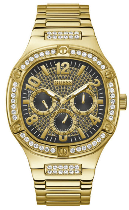 Guess Duke Glitz Crystals Gold Dial Gold Steel Strap Watch For Men - GW0576G2 Authentic Buy Shop Now