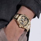Guess Duke Glitz Crystals Gold Dial Gold Steel Strap Watch For Men - GW0576G2 Authentic Buy Shop Now