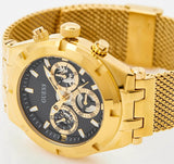 Guess Continental Chronograph Black Dial Gold Mesh Strap Watch For Men - GW0582G2 Authentic Buy Shop Now