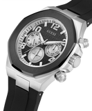 Guess Empire Chronograph Black Dial Black Silicon Strap Watch For Men - GW0583G1 Authentic Buy Shop Now