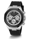 Guess Empire Chronograph Black Dial Black Silicon Strap Watch For Men - GW0583G1 Authentic Buy Shop Now