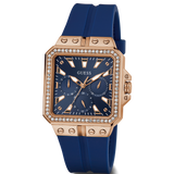 Guess Libra Crystals Blue Dial Blue Silicone Strap Watch For Women - GW0618L2 Authentic Buy Shop Now