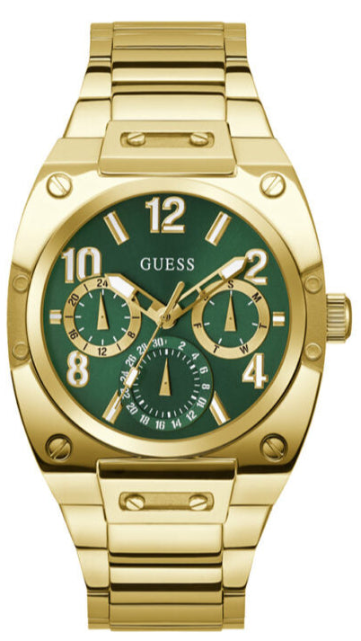 Guess Trend Analog Green Dial Gold Steel Strap Watch For Men - GW0624G2 Authentic Buy Shop Now