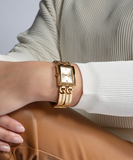 Guess Mod Heavy Metal Gold Dial Gold Steel Strap Watch For Women - W1117L2 Authentic Buy Shop Now