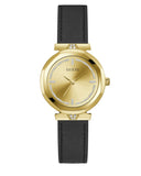 Guess Rumour Quartz Gold Dial Black Leather Strap Watch For Women - GW0689L2 Authentic Buy Shop Now