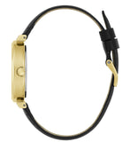 Guess Rumour Quartz Gold Dial Black Leather Strap Watch For Women - GW0689L2 Authentic Buy Shop Now