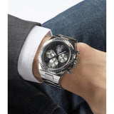 Guess Equity Analog Black Dial Silver Steel Strap Watch For Men - GW0703G1 Authentic Buy Shop Now