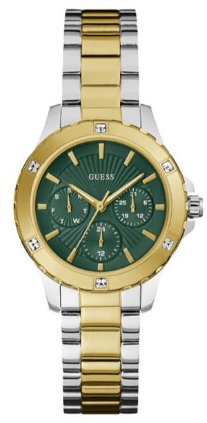 Guess Mist Analog Green Dial Two Tone Steel Strap Watch For Women - GW0723L1 Authentic Buy Shop Now