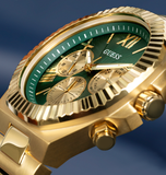 Guess Equity Analog Green Dial Gold Steel Strap Watch For Men - GW0703G2 Authentic Buy Shop Now