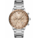 Emporio Armani Mario Chronograph Beige Dial Silver Steel Strap Watch For Men - AR11352 Authentic Buy Shop Now