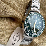 Fossil Bannon Chronograph Green Dial Silver Steel Strap Watch for Men - BQ2492 Authentic Buy Shop Now