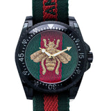 Gucci Dive Green & Red Dial Green & Red Nylon Strap Watch For Men - YA136216 Authentic Buy Shop Now