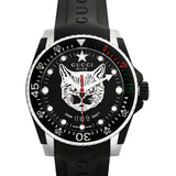 Gucci Dive Feline Black Dial Black Rubber Strap Watch For Men - YA136320 Authentic Buy Shop Now