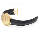 Gucci Eryx Automatic Chevron Gold Dial Black Leather Strap Watch For Men - YA126340 Authentic Buy Shop Now
