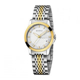 Gucci G Timeless Silver Dial Two Tone Steel Strap Watch For Women - YA126511 Authentic Buy Shop Now