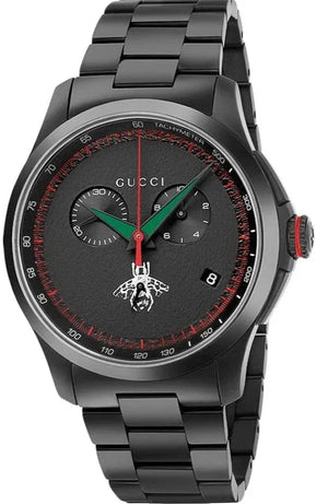 Gucci G-Timeless Chronograph Black Dial Black Steel Strap Watch For Men - YA126269 Authentic Buy Shop Now