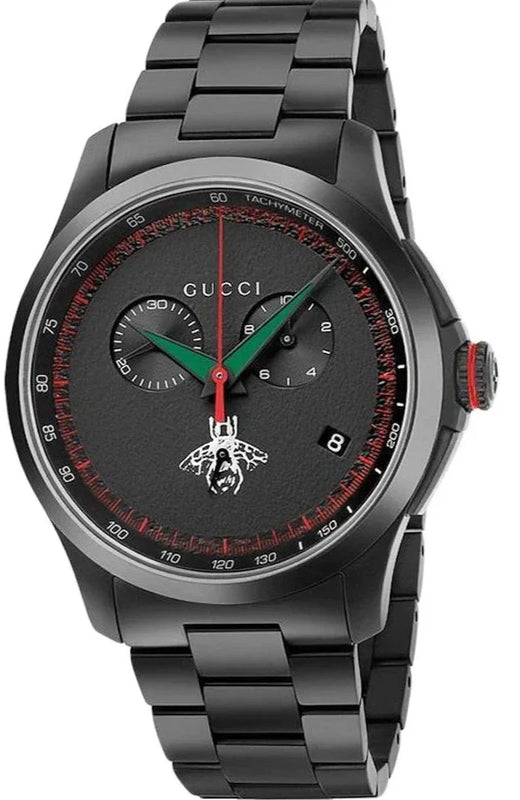 Gucci G-Timeless Chronograph Black Dial Black Steel Strap Watch For Men - YA126269 Authentic Buy Shop Now