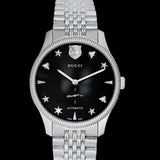 Gucci G Timeless Automatic Black Dial Silver Steel Strap Watch For Men - YA126353 Authentic Buy Shop Now
