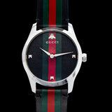 Gucci G Timeless Quartz Black Dial Multicolored Black Leather Strap Watch For Men - YA1264079 Authentic Buy Shop Now