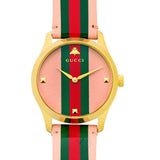 Gucci G Timeless Quartz Pink Dial Three Tone Leather Strap Watch For Women - YA1264118 Authentic Buy Shop Now