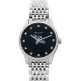 Gucci G Timeless Quartz Black Dial Silver Steel Strap Watch For Women - YA1265020 Authentic Buy Shop Now