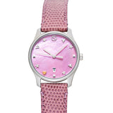 Gucci G-Timeless Pink Mother of Pearl Dial Pink Leather Strap Watch For Women - YA126586 Authentic Buy Shop Now