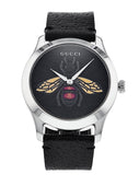 Gucci G Timeless Bee Black Dial Black Leather Strap Watch For Women - YA1264067 Authentic Buy Shop Now