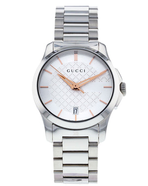 Gucci G Timeless Silver Dial Silver Steel Strap Watch For Women - YA126523 Authentic Buy Shop Now
