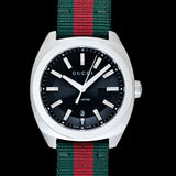 Gucci GG2570 Quartz Black Dial Green & Red Nylon Strap Watch For Men - YA142305 Authentic Buy Shop Now