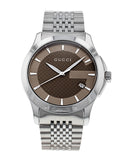 Gucci G Timeless Brown Dial Silver Steel Strap Watch For Men - YA126406 Authentic Buy Shop Now