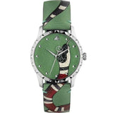 Gucci G Timeless Le Marche Des Merveilles Green Dial Green Leather Strap Watch for Women - YA1264081 Authentic Buy Shop Now